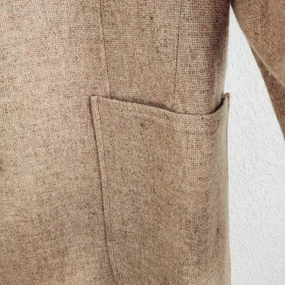 HAGGAR Vintage Tan Wool Sport Coat with Elbow Patches Size 40 - Picture 6 of 12